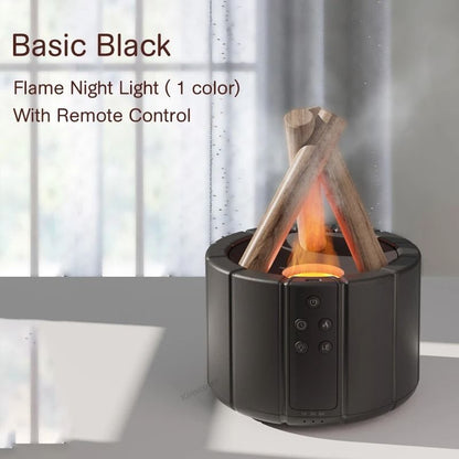 Kinscoter Simulated Flame Aroma Diffuser Bonfire Air Humidifier Ultrasonic Cool Mist Maker with LED Essential Oil Lamp