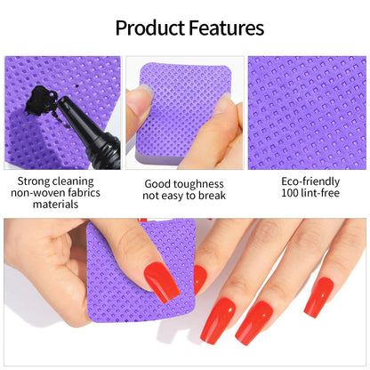 Lint Free Nail Polish Remover Cotton Wipes UV Gel Cleaner Pads for Manicure and Nail Art