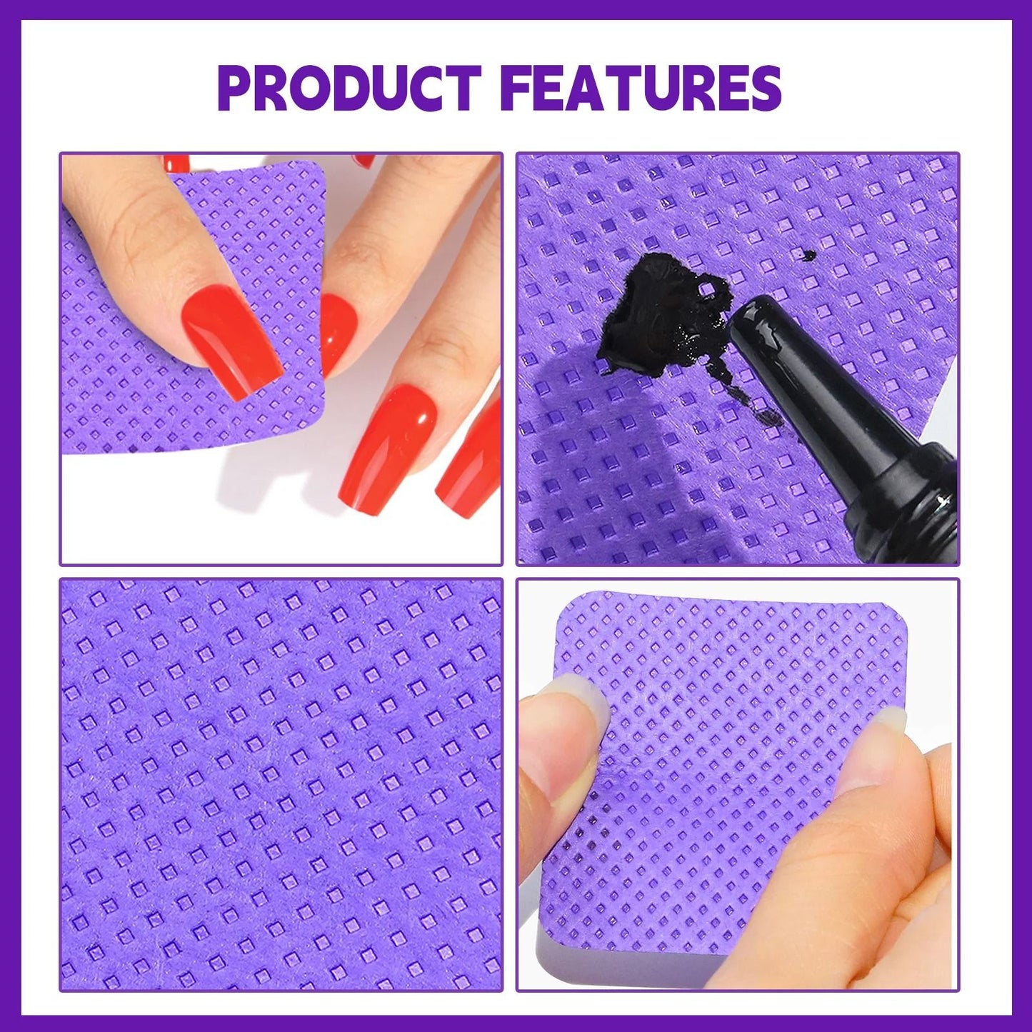 Lint Free Nail Polish Remover Cotton Wipes UV Gel Cleaner Pads for Manicure and Nail Art