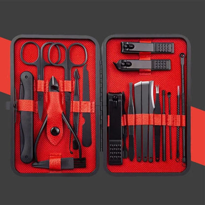 Stainless Steel Manicure Set Nail Clippers Kit 7 10 12 18 20 24 PCS with Leather Case
