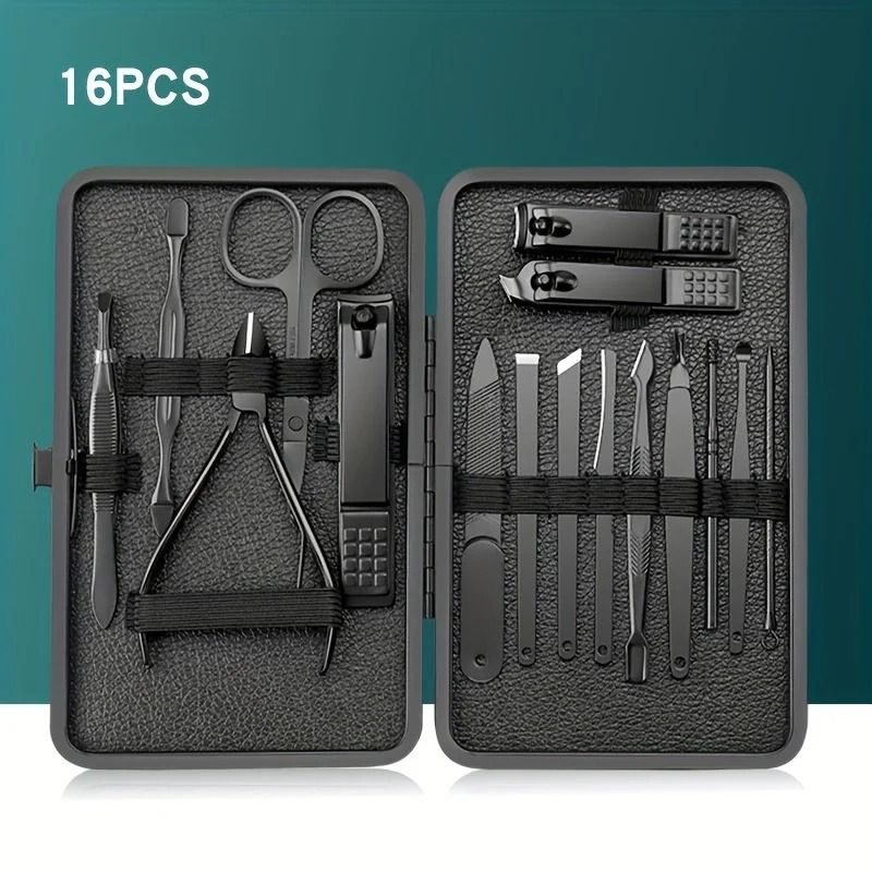 Stainless Steel Manicure Set Nail Clippers Kit 7 10 12 18 20 24 PCS with Leather Case