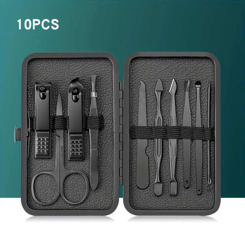 Stainless Steel Manicure Set Nail Clippers Kit 7 10 12 18 20 24 PCS with Leather Case
