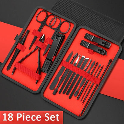 Stainless Steel Manicure Set Nail Clippers Kit 7 10 12 18 20 24 PCS with Leather Case