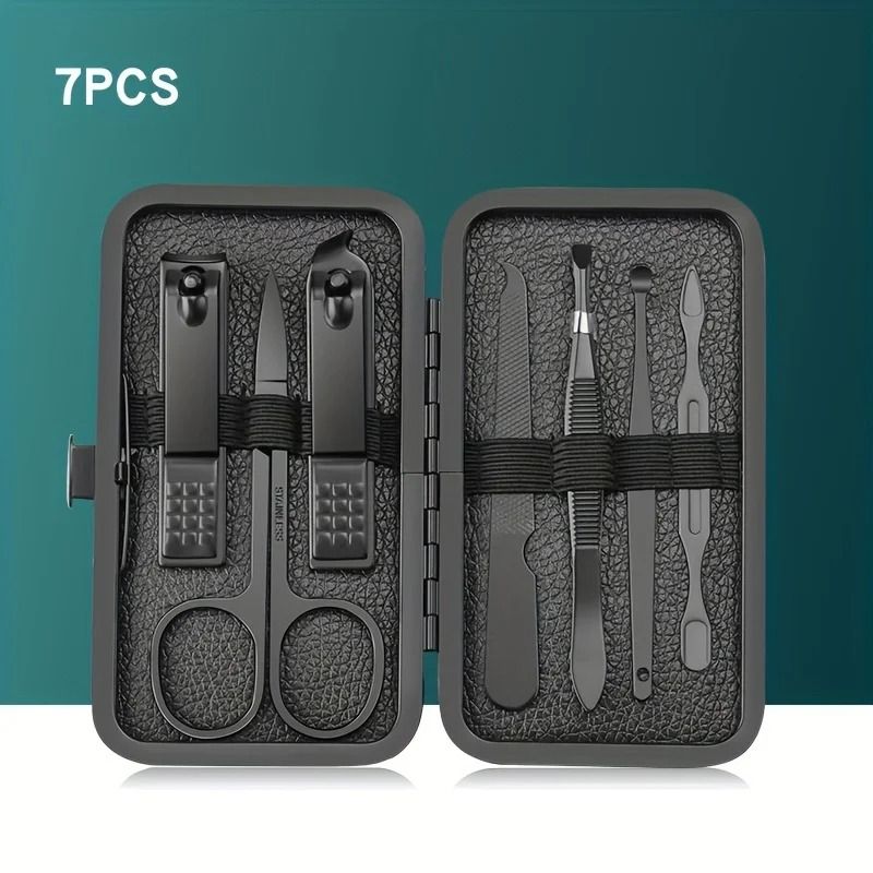 Stainless Steel Manicure Set Nail Clippers Kit 7 10 12 18 20 24 PCS with Leather Case