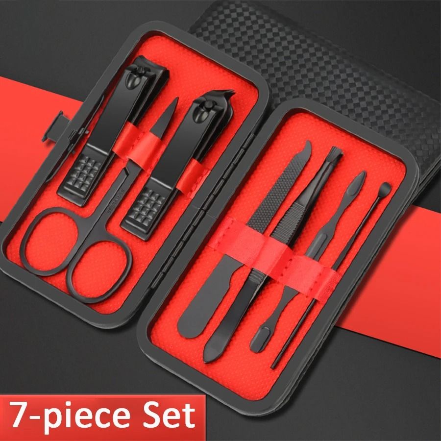 Stainless Steel Manicure Set Nail Clippers Kit 7 10 12 18 20 24 PCS with Leather Case
