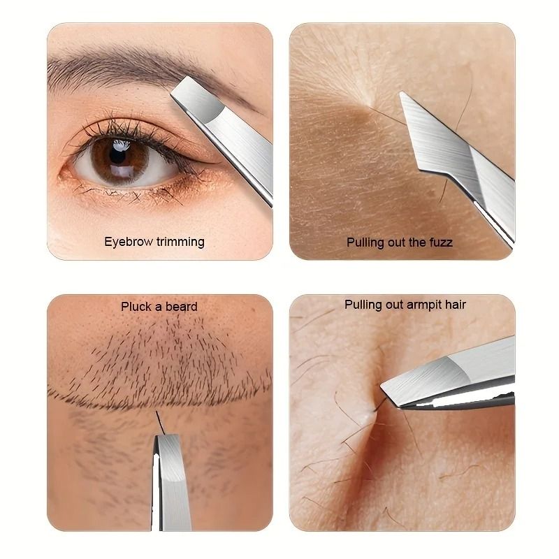 Ouriner Eyebrow Tweezers Set 4 PCS Stainless Steel Professional Beauty Tool Set for Facial Hair Removal