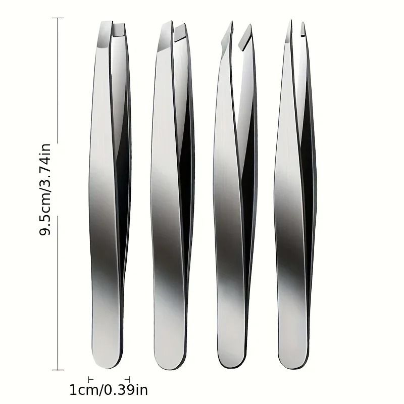 Ouriner Eyebrow Tweezers Set 4 PCS Stainless Steel Professional Beauty Tool Set for Facial Hair Removal