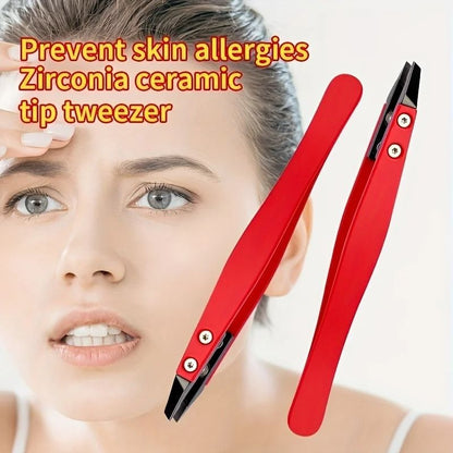Zirconia Ceramic Pointed Tweezers Stainless Steel Precision Eyebrow and Hair Removal Tool
