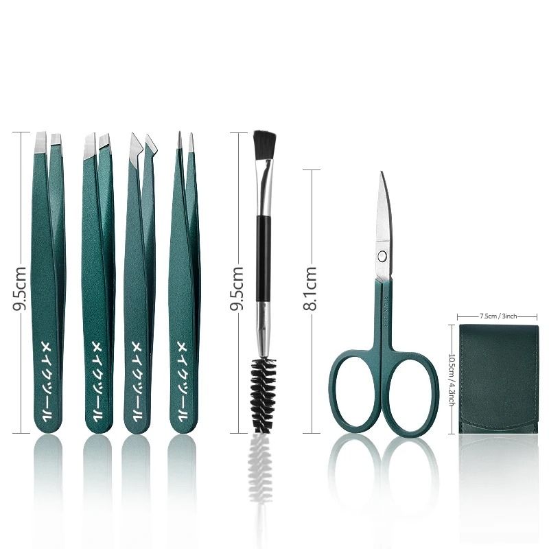 4 Piece Stainless Steel Tweezer Set Unisex Professional Precision for Facial Hair Eyebrows Ingrown Hair and Splinters