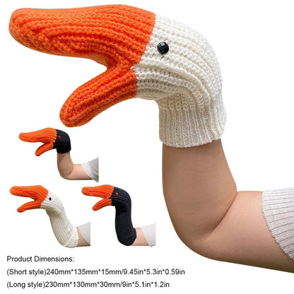 Creative Goose Shape Knitting Gloves Unisex Cartoon Swan Mittens Full Finger Winter Warm Gloves