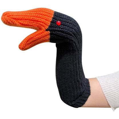Creative Goose Shape Knitting Gloves Unisex Cartoon Swan Mittens Full Finger Winter Warm Gloves