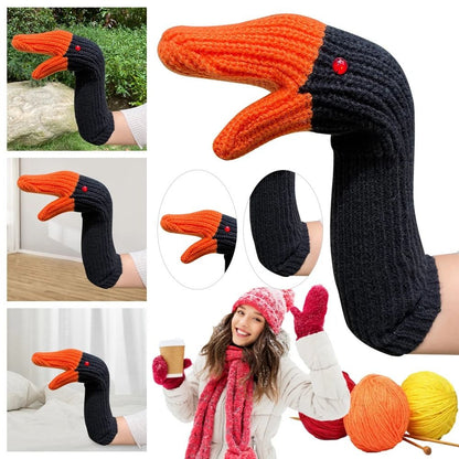 Creative Goose Shape Knitting Gloves Unisex Cartoon Swan Mittens Full Finger Winter Warm Gloves