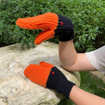 Creative Goose Shape Knitting Gloves Unisex Cartoon Swan Mittens Full Finger Winter Warm Gloves