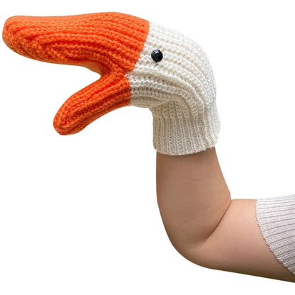 Creative Goose Shape Knitting Gloves Unisex Cartoon Swan Mittens Full Finger Winter Warm Gloves