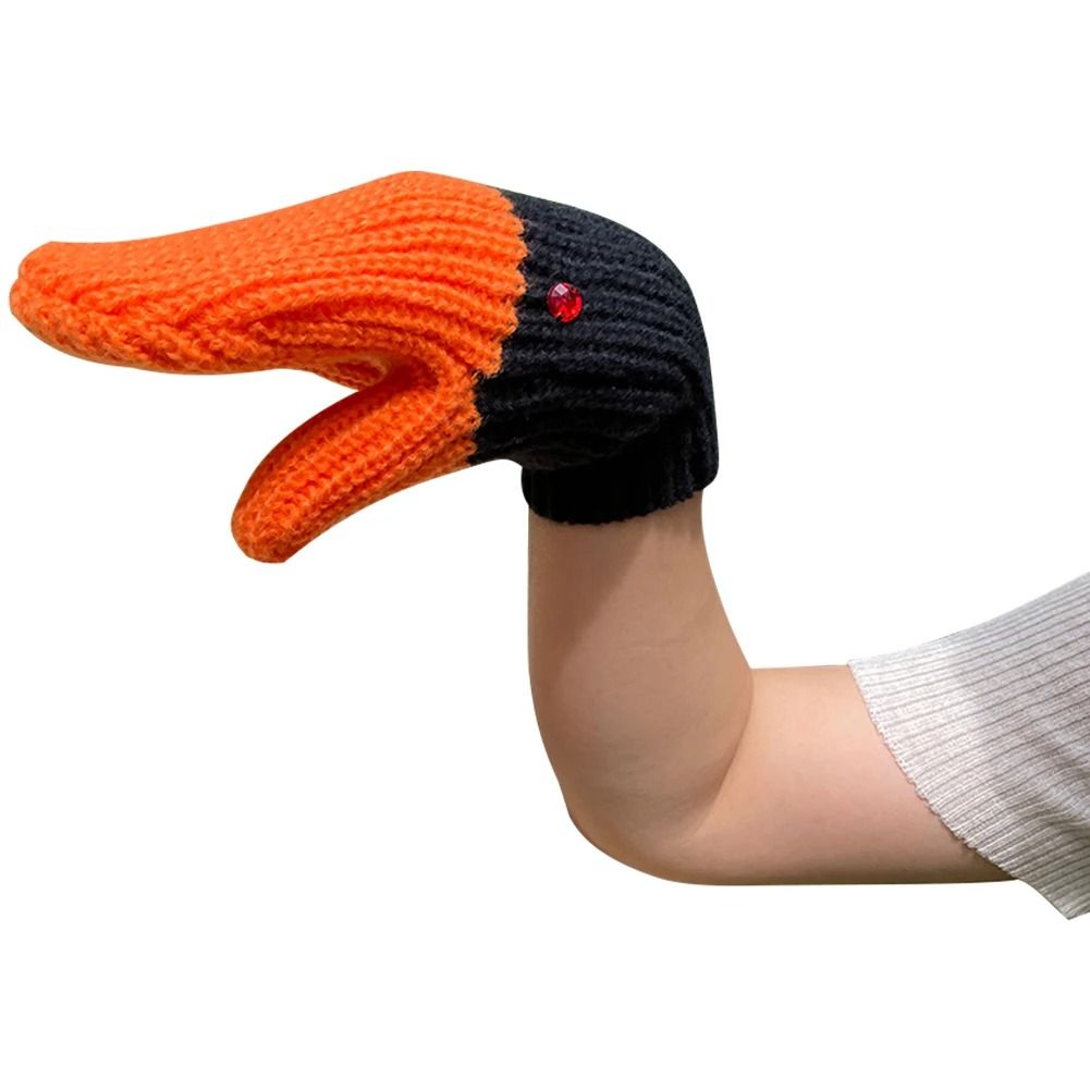 Creative Goose Shape Knitting Gloves Unisex Cartoon Swan Mittens Full Finger Winter Warm Gloves