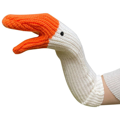 Creative Goose Shape Knitting Gloves Unisex Cartoon Swan Mittens Full Finger Winter Warm Gloves