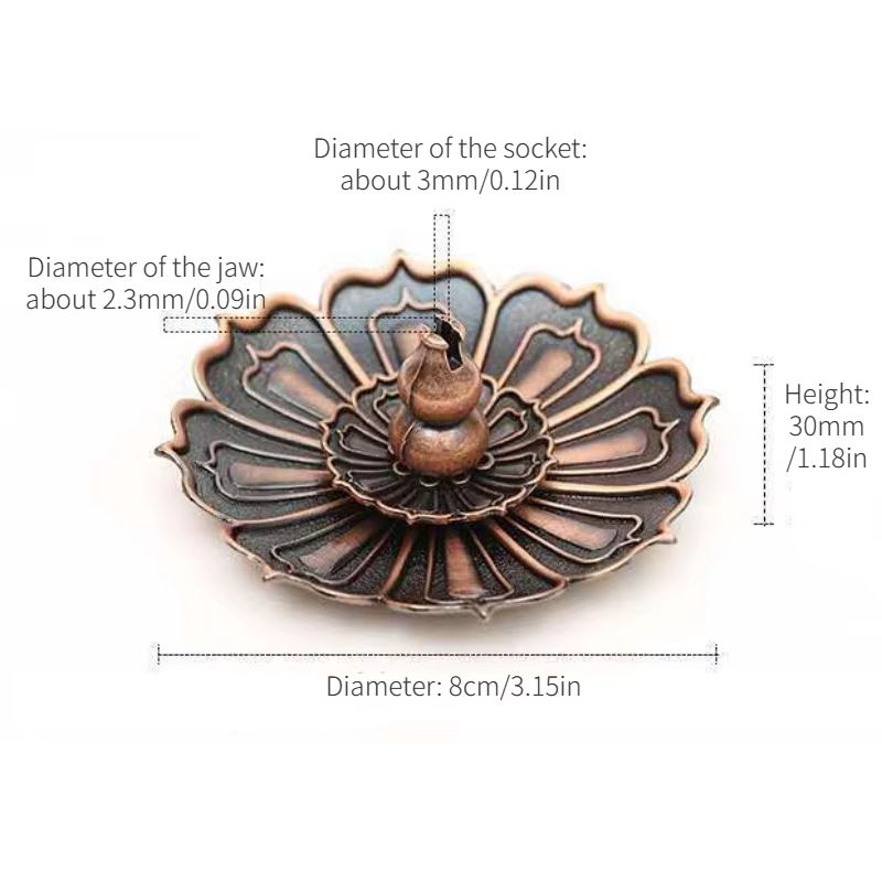 Lotus Incense Burner Metal Holder For Sticks And Cones