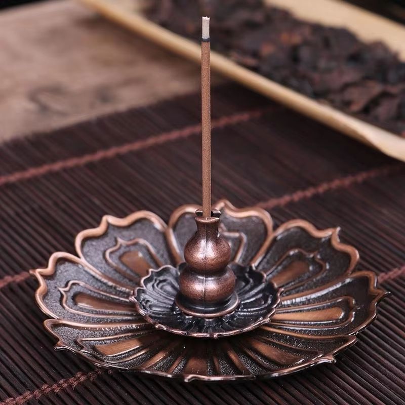 Lotus Incense Burner Metal Holder For Sticks And Cones