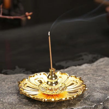 Lotus Incense Burner Metal Holder For Sticks And Cones