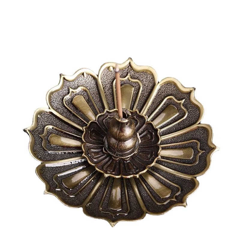 Lotus Incense Burner Metal Holder For Sticks And Cones
