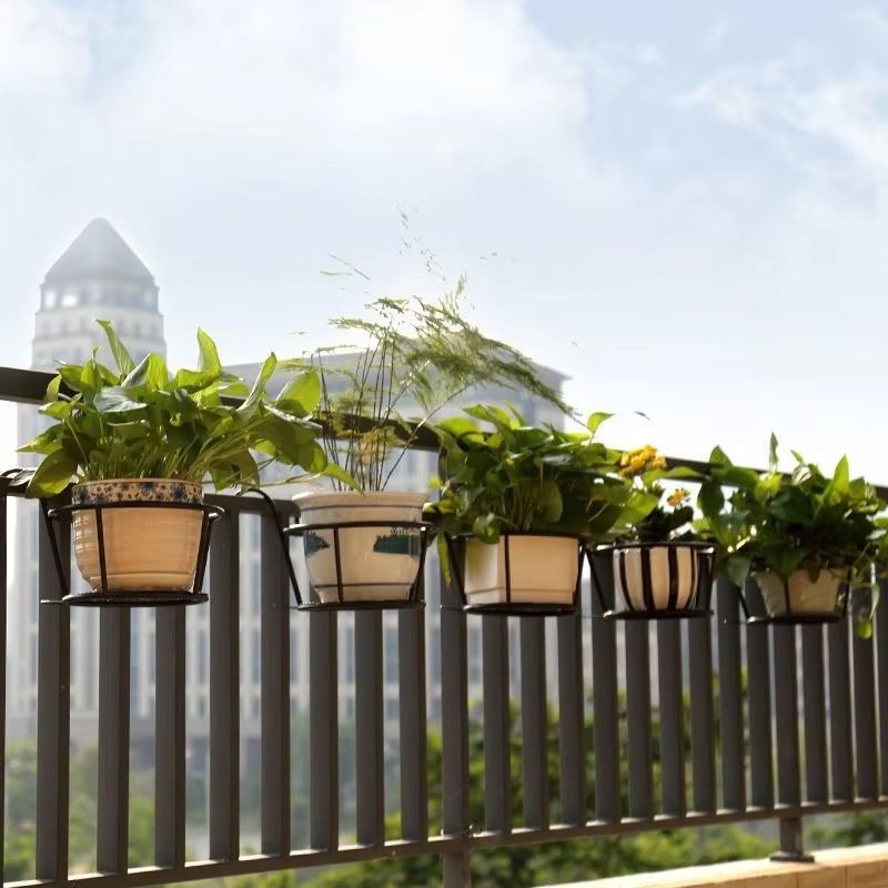 Iron Art Balcony Hanging Flower Pot Holder Basket