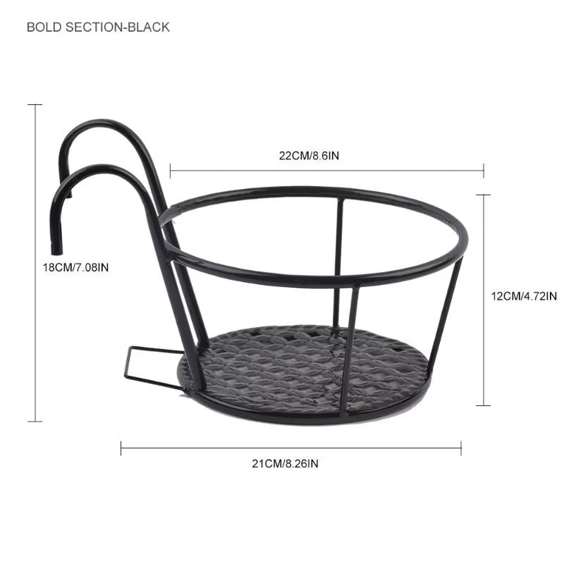Iron Art Balcony Hanging Flower Pot Holder Basket