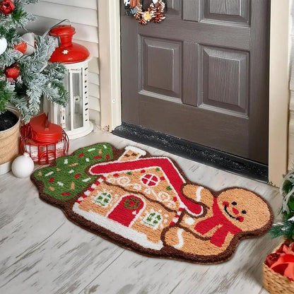 Gingerbread Kitchen Rug Christmas Doormat – Non-Slip Imitation Cashmere Floor Mat