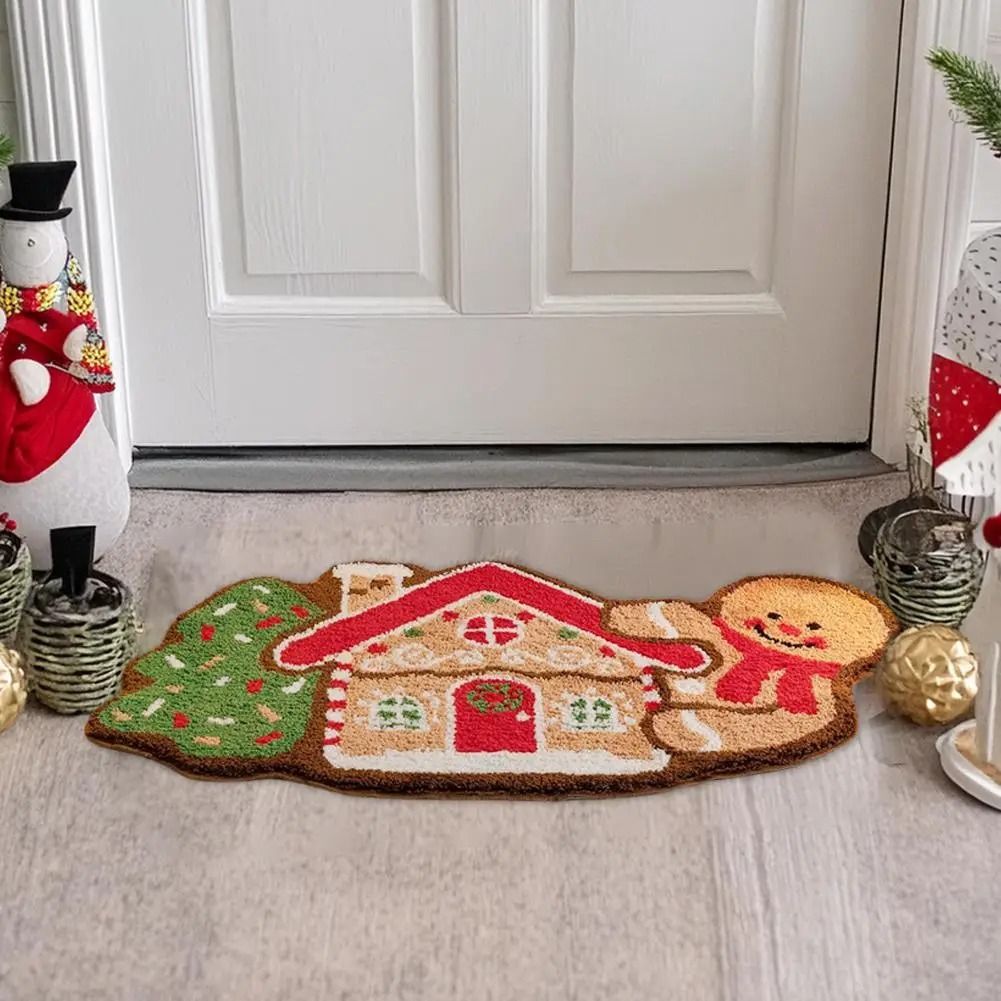 Gingerbread Kitchen Rug Christmas Doormat – Non-Slip Imitation Cashmere Floor Mat