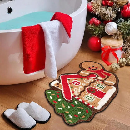 Gingerbread Kitchen Rug Christmas Doormat – Non-Slip Imitation Cashmere Floor Mat