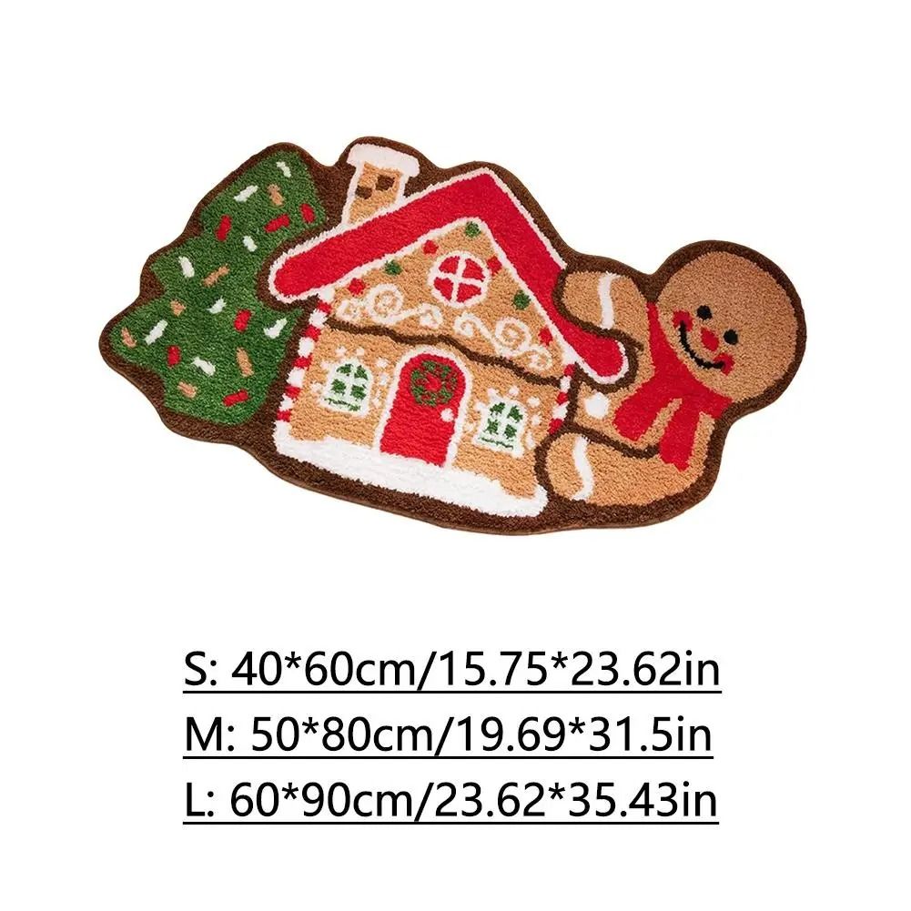 Gingerbread Kitchen Rug Christmas Doormat – Non-Slip Imitation Cashmere Floor Mat