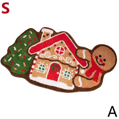 Gingerbread Kitchen Rug Christmas Doormat – Non-Slip Imitation Cashmere Floor Mat