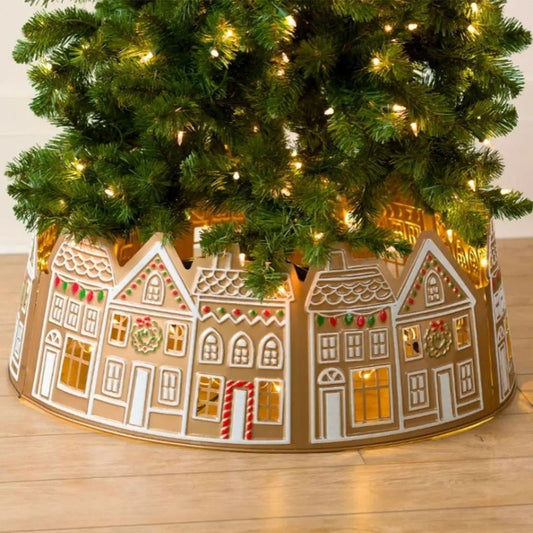 26 and 28 Inch LED Christmas Tree Collar PVC Tree Skirt Base Stand Holiday Decoration