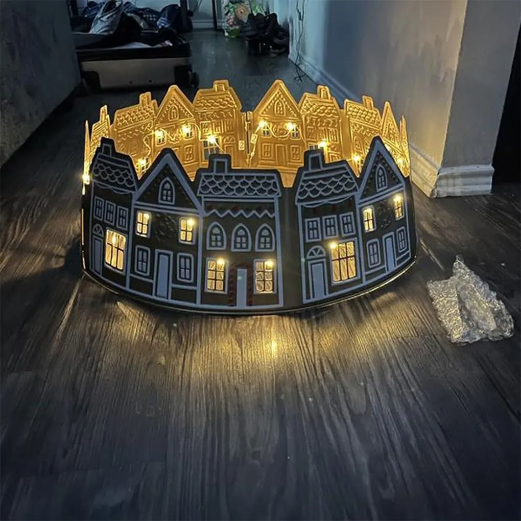 26 and 28 Inch LED Christmas Tree Collar PVC Tree Skirt Base Stand Holiday Decoration