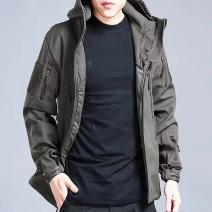 Men's Winter Autumn Waterproof Fleece-lined Softshell Jacket M-5XL