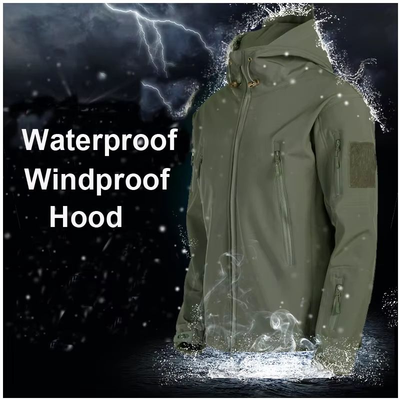 Men's Winter Autumn Waterproof Fleece-lined Softshell Jacket M-5XL