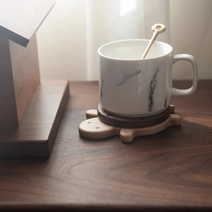 Turtle Shaped Solid Wood Insulation Mat for Kettles Tea Pots and Tableware