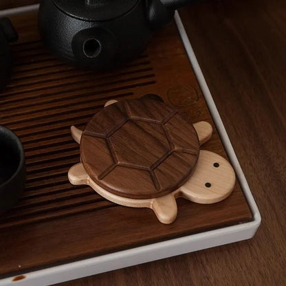 Turtle Shaped Solid Wood Insulation Mat for Kettles Tea Pots and Tableware