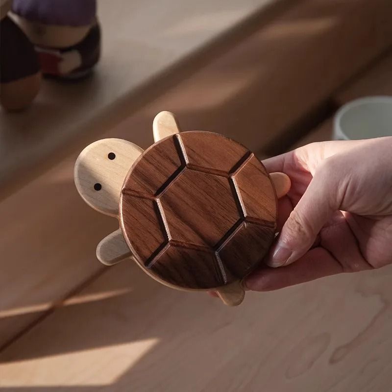 Turtle Shaped Solid Wood Insulation Mat for Kettles Tea Pots and Tableware
