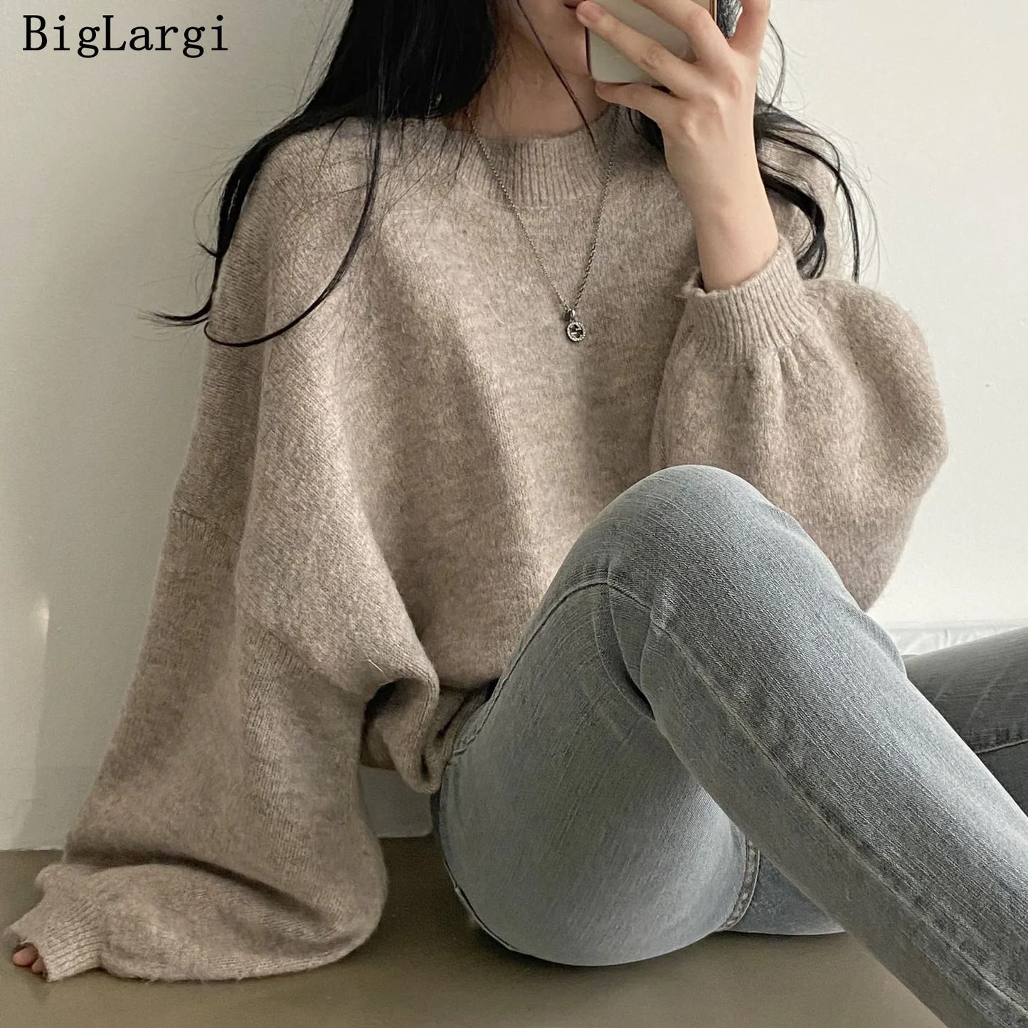 Soft Oversize Knit Pullover Long Sleeve Warm Autumn Sweater