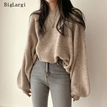 Soft Oversize Knit Pullover Long Sleeve Warm Autumn Sweater