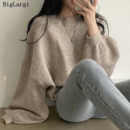 Soft Oversize Knit Pullover Long Sleeve Warm Autumn Sweater