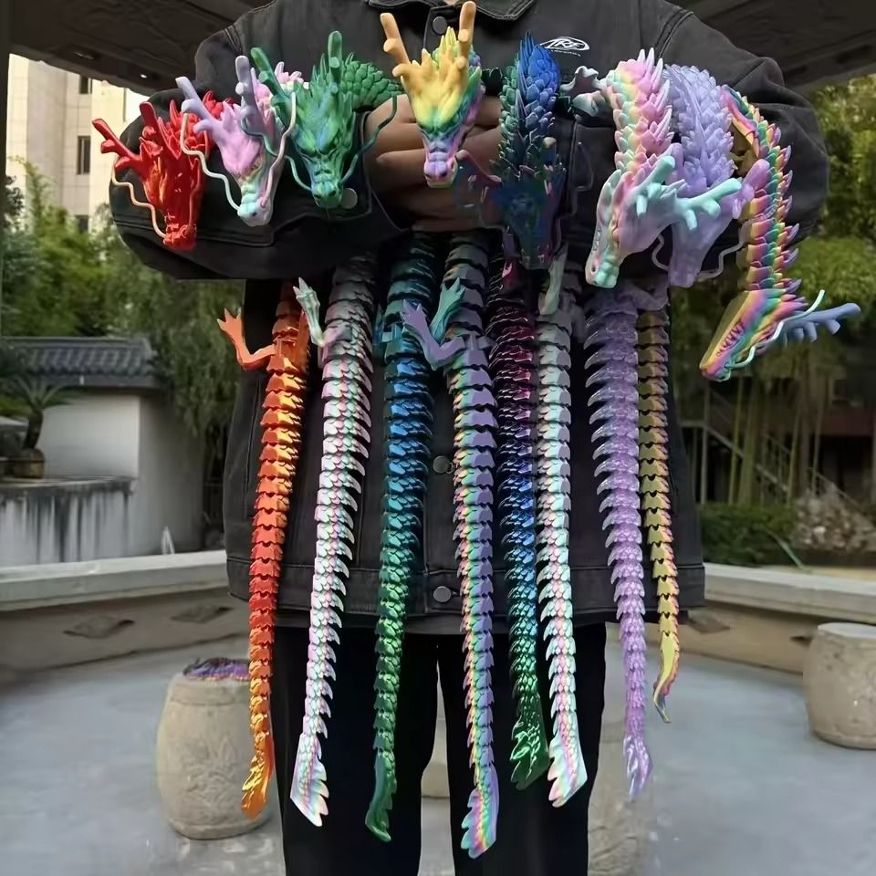 Huge 3D Printed Jointed Dragon Figurine Decoration 90cm
