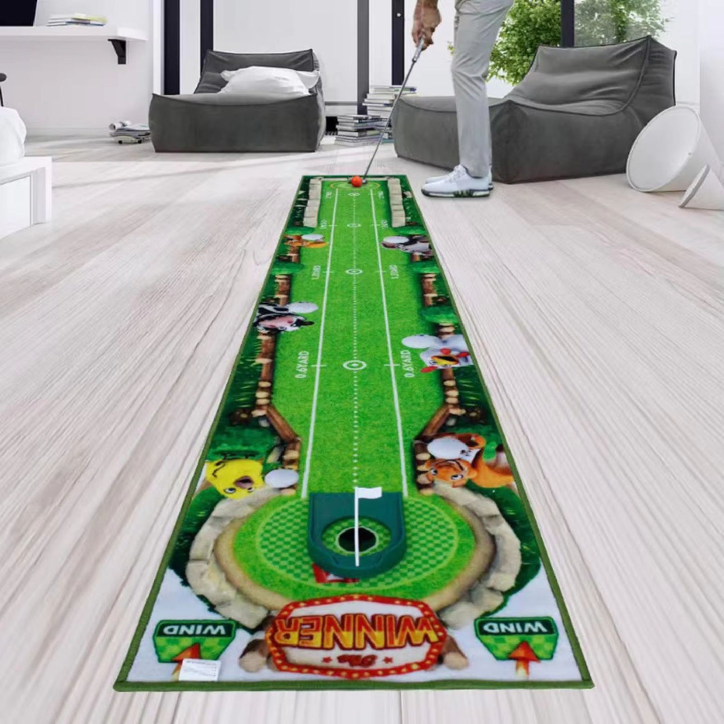 Portable Golf Putting Mat Training Aid for Home and Lawn