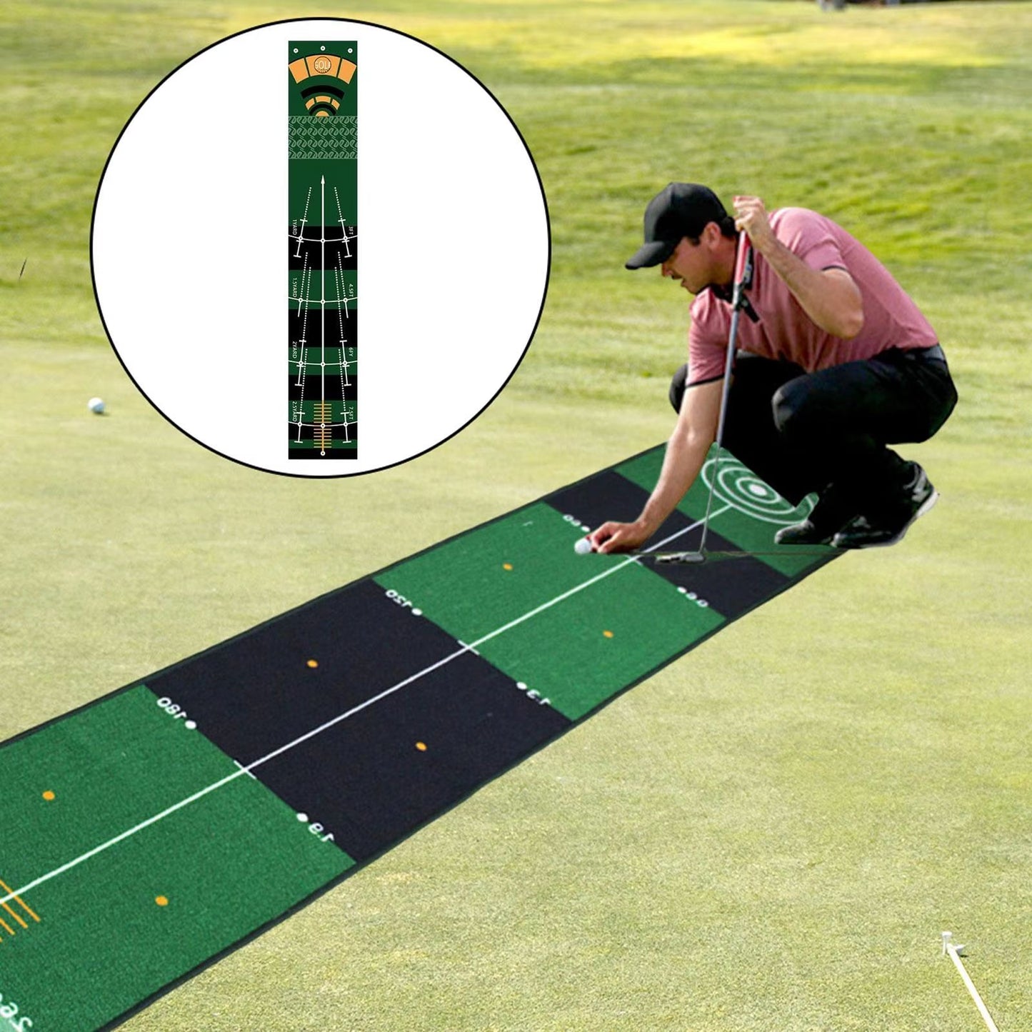Portable Golf Putting Mat Training Aid for Home and Lawn