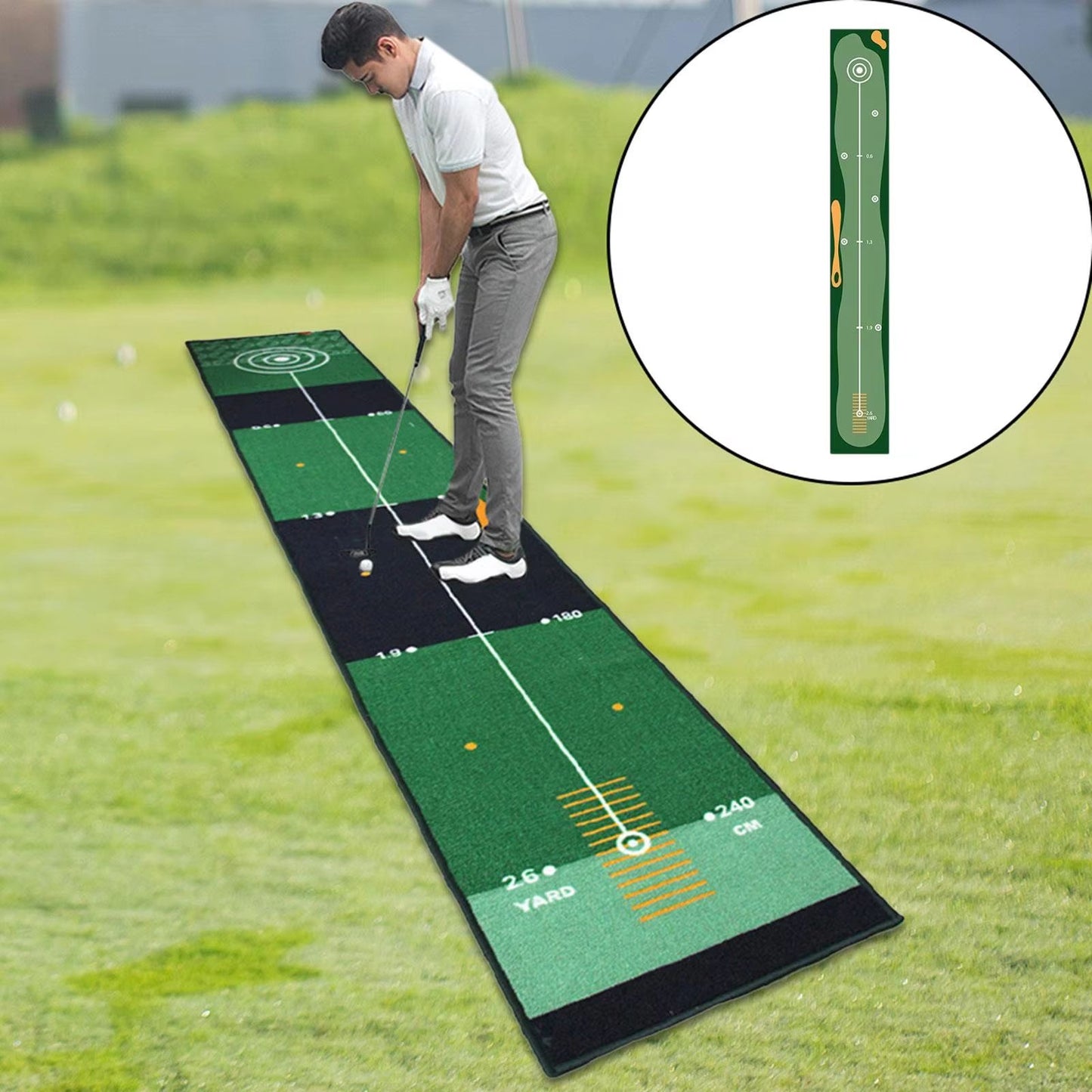 Portable Golf Putting Mat Training Aid for Home and Lawn