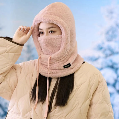 Hood Thermal Winter Balaclava, Soft Solid Color Cycling Cap, Keep Warm Ski Mask Hat Women