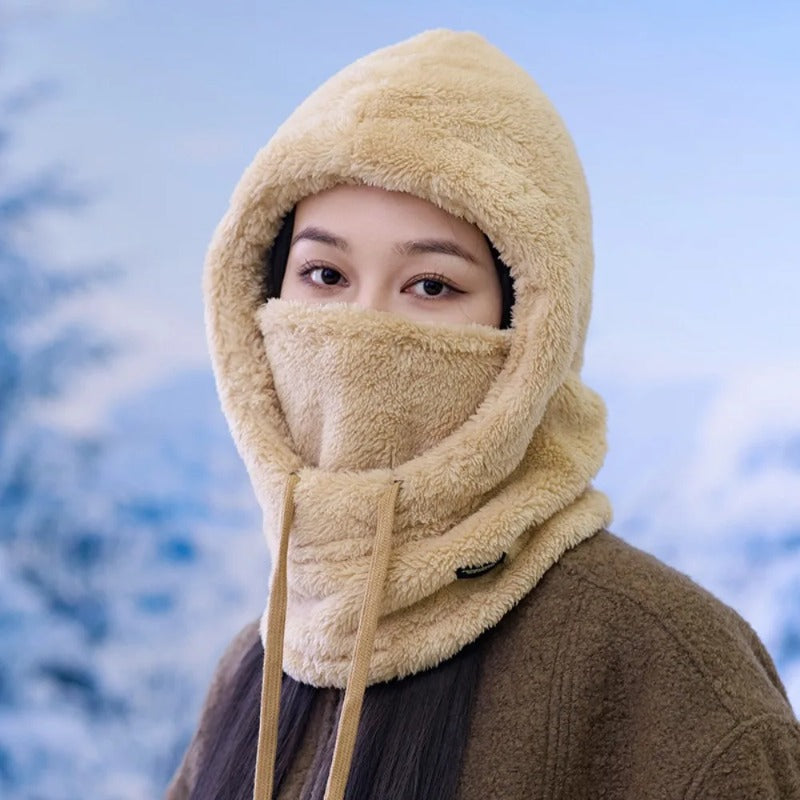 Hood Thermal Winter Balaclava, Soft Solid Color Cycling Cap, Keep Warm Ski Mask Hat Women