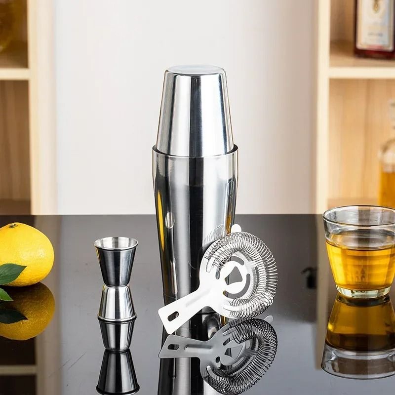 Boston Cocktail Shaker Set 4 Piece Bartender Kit with Shaker Tins Strainer and Jigger