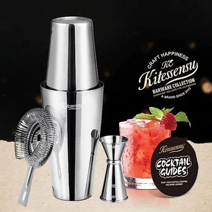Boston Cocktail Shaker Set 4 Piece Bartender Kit with Shaker Tins Strainer and Jigger