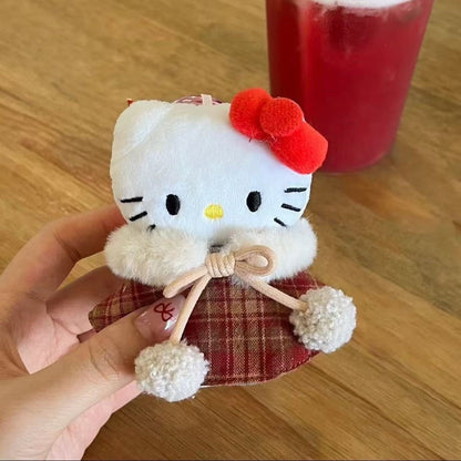 Hello Kitty bag decoration pendant, Kawaii plaid coat, Hello Kitty keychain, perfect holiday gift